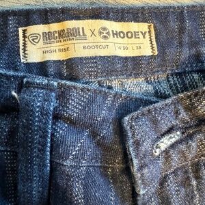 HOOEY JACQUARD STRIPED HIGH RISE BOOTCUT JEANS
